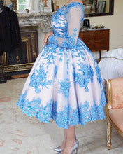 Load image into Gallery viewer, Light Blue Ball Gown Tea Length Dresses
