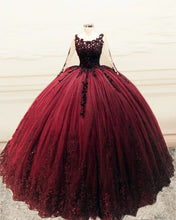 Load image into Gallery viewer, Long Sleeves Ball Gown Appliques Dresses