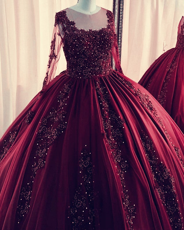 Long Sleeves Ball Gown Quinceanera Dresses Lace Appliques Long Sleeves Ball Gown Quinceanera Dresses Lace Appliques