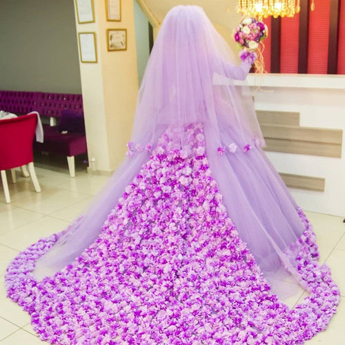 Long Sleeves Ball Gowns Flower Wedding Dresses Hijab For Muslim Arabic Women-alinanova