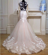 Load image into Gallery viewer, See-Through-Wedding-Dresses-Vintage-Long-Sleeves-Wedding-Gowns