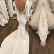 Load image into Gallery viewer, Long Sleeves Mermaid Wedding Dresses Lace Backless