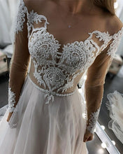Load image into Gallery viewer, Long Sleeves Wedding Boho Dresses Lace Embroidery