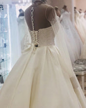 Load image into Gallery viewer, Long Sleeves Wedding Dress Satin Ball Gown Sequins Beaded Corset