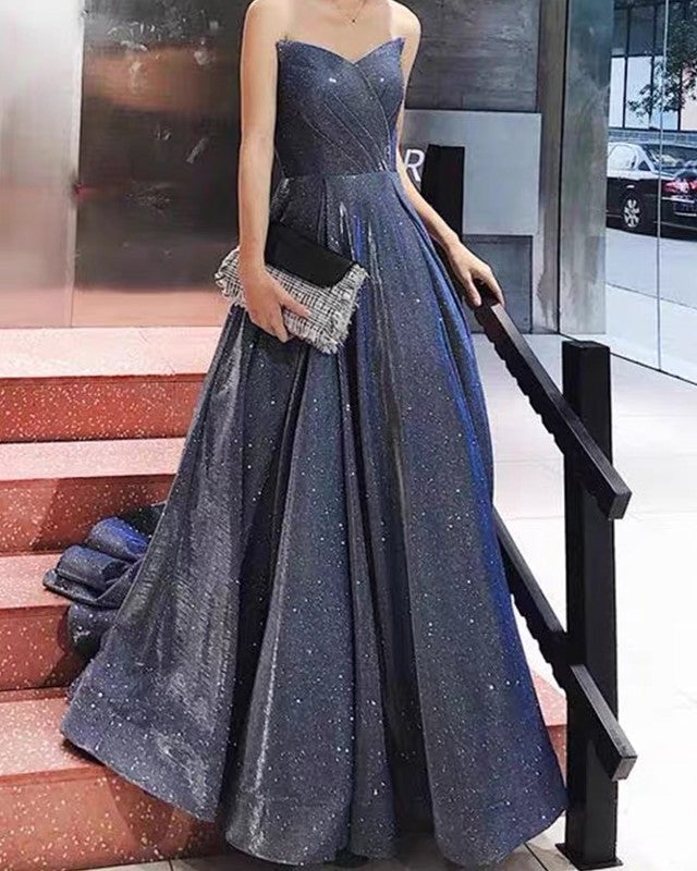 Long Sparkle Prom Dresses Strapless Bodice Corset Long Sparkle Prom Dresses Strapless Bodice Corset