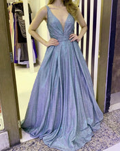Load image into Gallery viewer, Silver Glitter Prom Dresses