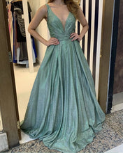 Load image into Gallery viewer, Green Glitter Prom Dresses