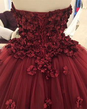 Load image into Gallery viewer, Maroon Wedding Dresses Tulle Ball Gowns