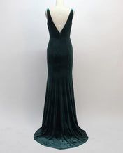 Load image into Gallery viewer, Low Back Mermaid Velvet Bridesmaid Dress
