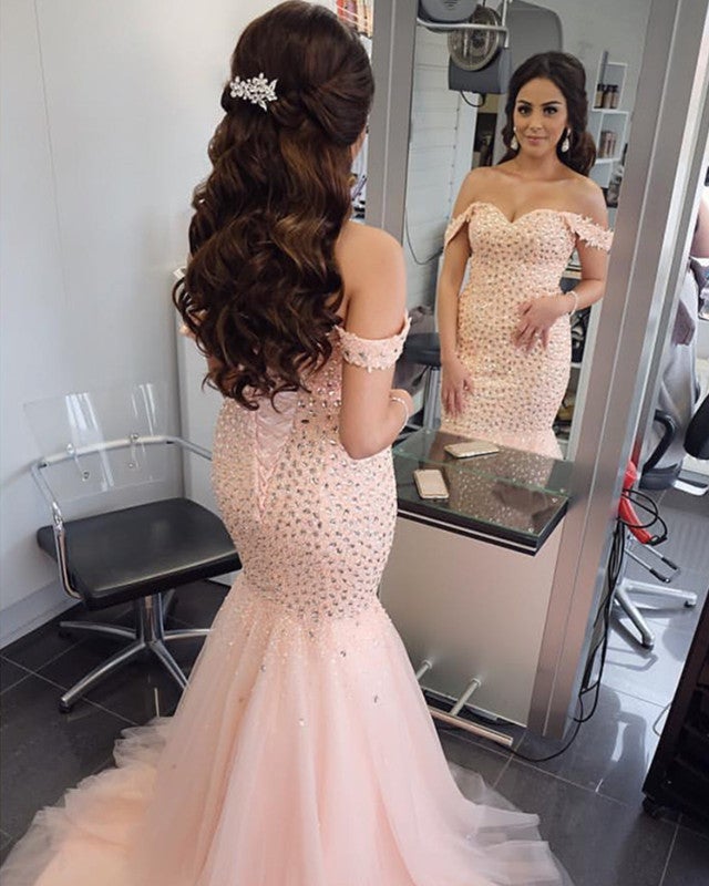 Luxurious Mermaid Beaded Off Shoulder Dress Luxurious Mermaid Beaded Off Shoulder Dress
