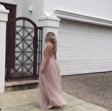 Load image into Gallery viewer, Luxurious Beaded V Neck Tulle Open Back Wedding Dresses For Engagement Party