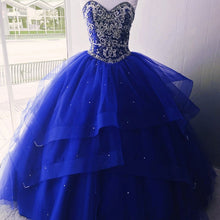 Load image into Gallery viewer, Luxurious Crystal Beaded Bodice Corset Organza Layered Quinceanera Dresses-alinanova