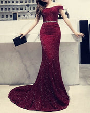 Load image into Gallery viewer, Sparkle Sequin Mermaid Dress Maroon