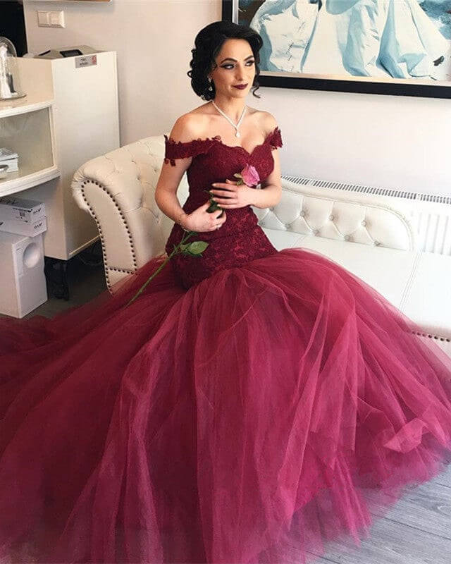 evening dresses maroon Burgundy Mermaid Long Prom Dress, Burgundy Formal Evening Dresses Custom Size / Burgundy