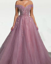 Load image into Gallery viewer, Off The Shoulder Prom Dresses Mauve