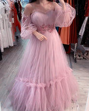 Load image into Gallery viewer, Mauve Pink Prom Dresses With Sleeves