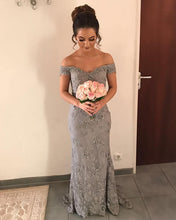 Load image into Gallery viewer, Gray Mermaid Lace Prom Dress