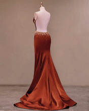 Load image into Gallery viewer, Mermaid High Slit Spaghetti Strap Satin Dress