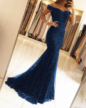 Load image into Gallery viewer, Off The Shoulder Prom Dresses Lace Mermaid V-neck Evening Gowns