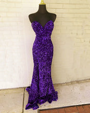 Load image into Gallery viewer, Purple Sequin Prom Dresses