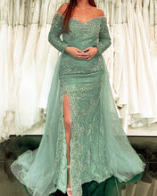 Load image into Gallery viewer, Sage Green Lace Prom Dress
