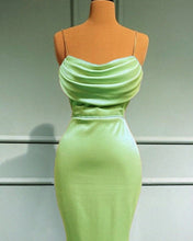 Load image into Gallery viewer, Mermaid Sage Green Spandex Dresses Cowl Neck