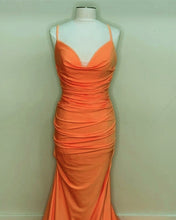Load image into Gallery viewer, Sexy Mermaid Orange Satin Prom Dresses