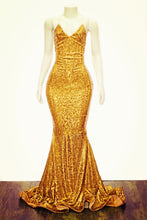 Load image into Gallery viewer, Mermaid V-neck Cross Back Sequins Prom Evening Dresses