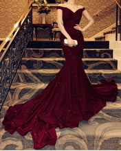 Load image into Gallery viewer, Burgundy Mermaid Prom Dresses