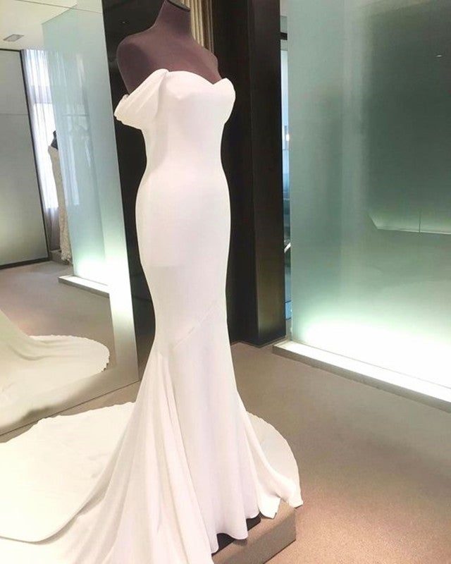 off the shoulder sweetheart mermaid wedding dress Mermaid Wedding Dresses Sweetheart Court Train With Off Shoulder