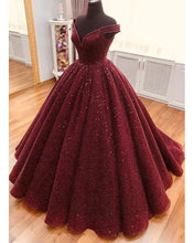 Load image into Gallery viewer, Bling Bling Wedding Dresses Burgundy