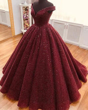 Load image into Gallery viewer, Burgundy Quinceanera Dress Sequin Ball Gowns