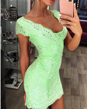 Load image into Gallery viewer, Mint Green Lace Homecoming Dresses 2019
