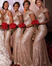 Load image into Gallery viewer, Sequin Bridesmaid Dresses Mermaid