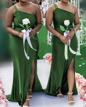 Load image into Gallery viewer, Mixed Style Satin Bridesmaid Dresses Sage Green