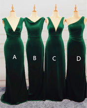 Load image into Gallery viewer, Emerlad Green Velvet Bridesmaid Dresses Mixed Style-alinanova