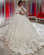 Load image into Gallery viewer, 8901 Wedding Dresses Lace Sleeved Ball Gowns