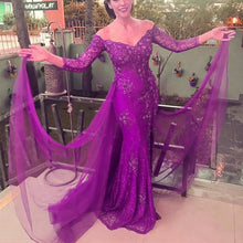 Load image into Gallery viewer, Modest 3/4 Sleeves Lace Mermaid Evening Gowns