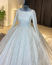 Load image into Gallery viewer, Modest Applique Satin Wedding Dress Long Sleeve-alinanova
