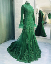 Load image into Gallery viewer, Modest Long Sleeve Lace Mermaid Dress