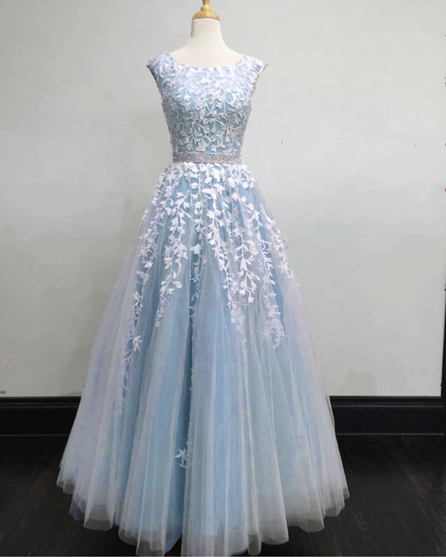Modest Prom Dresses Tulle Cap Sleeves Lace Embroidery Modest Prom Dresses Tulle Cap Sleeves Lace Embroidery