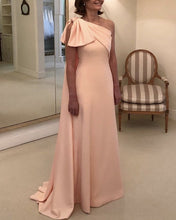 Load image into Gallery viewer, Pink Satin Mother Dress One Shoulder