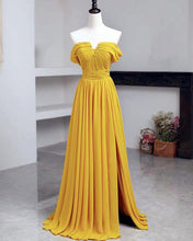 Load image into Gallery viewer, Off The Shoulder Split Chiffon Long Dresses