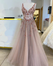 Load image into Gallery viewer, Nude Tulle Prom Dresses