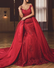 Load image into Gallery viewer, Red Lace Mermaid Off Shoulder Dresses