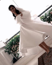 Load image into Gallery viewer, Off Shoulder Satin Wedding Dresses Front Short Long In Back