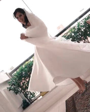 Load image into Gallery viewer, Off Shoulder Satin Wedding Dresses Front Short Long In Back