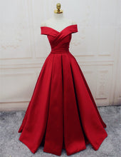 Load image into Gallery viewer, Red Satin Prom Long Dress