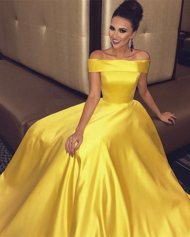 knee length dresses for ladies Long Satin Off Shoulder Evening Dress Split Prom Gowns main image 0