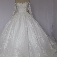 Load image into Gallery viewer, Off The Shoulder Royal Train Lace Wedding Dresses Ball Gowns
